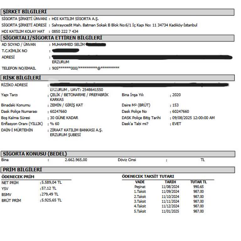 Ziraat Katılım Bankası Konut Yağın Poliçesi İptali
