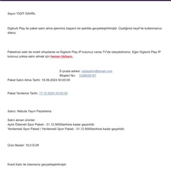 Digiturk Play Yurt Dışı Spor Paketi Üyeliği Sorunları