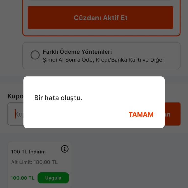 Gnç 150 TL İndirim Kuponu Migros Yemek Siparişi Hata Veriyor