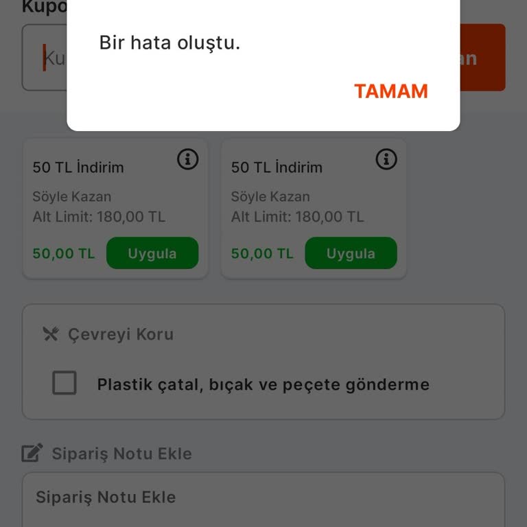 Migros Yemek Kuponu Kodunu Kullandırmıyor!