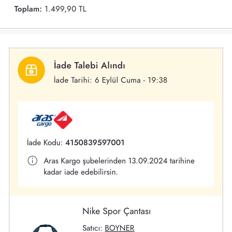 Boyner İade Kodu Problemi