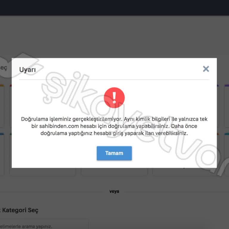 Sahibinden.com E Devlet Hesap Onay Sorunu
