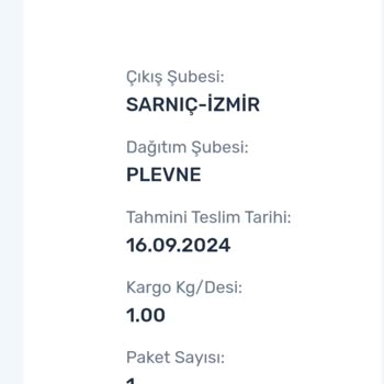 İzmir Sarnıç Aras Kargo Şikayeti