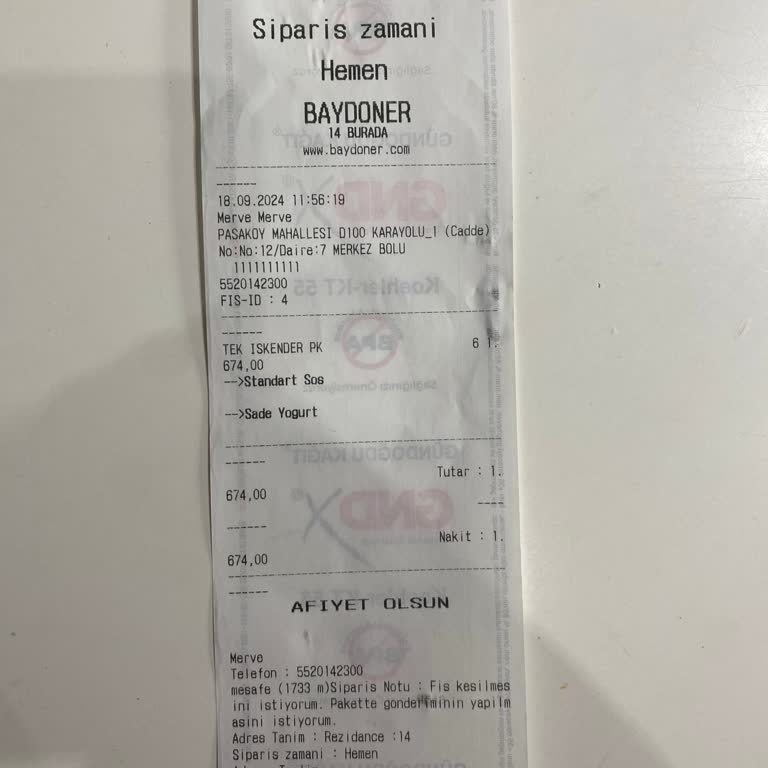 Bolu Merkez Fiyuu Kurye Hk.