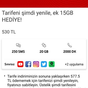 Tarife Değişikliği ve Söz Verilen Fiyatın Artışı
