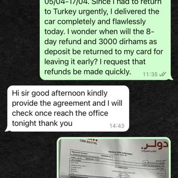 Dollar Car Rental in Abu Dhabi Airport Delayed Deposit Refund Despite Multiple Follow-ups