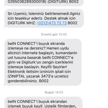 Digiturk Pazarlama Mesajları'nın Engellenememesi.