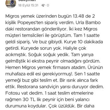 Popeyes Yemekten Eksik Ürün Geldi.