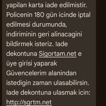 Sigortam.net İndirim Uygulandı Dekont Atıldı Ama Gelen İndirim Yok