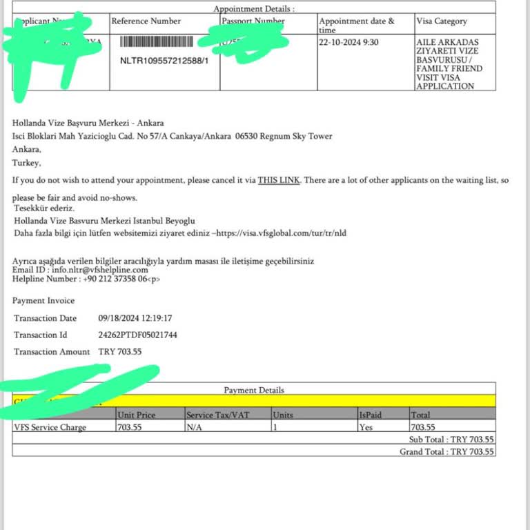 VFS Global Hollanda Randevu Değişiklik/İade Yapmıyormuş!