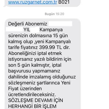Rüzgarnet Yanıltıcı Üyelik Kampanyası Ve Fiyat Artışı Sorunu