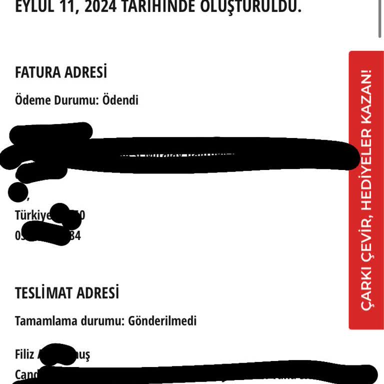 Touché Privé Sipariş Kargoya Verilmiyor