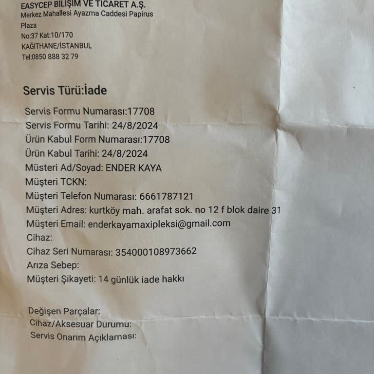 EasyCep Ücret İadesi Yapmıyor!