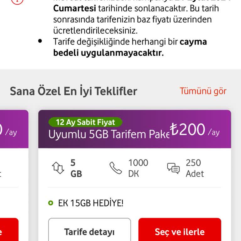 Vodafone Paket Fiyatlarından Şikayetçiyim