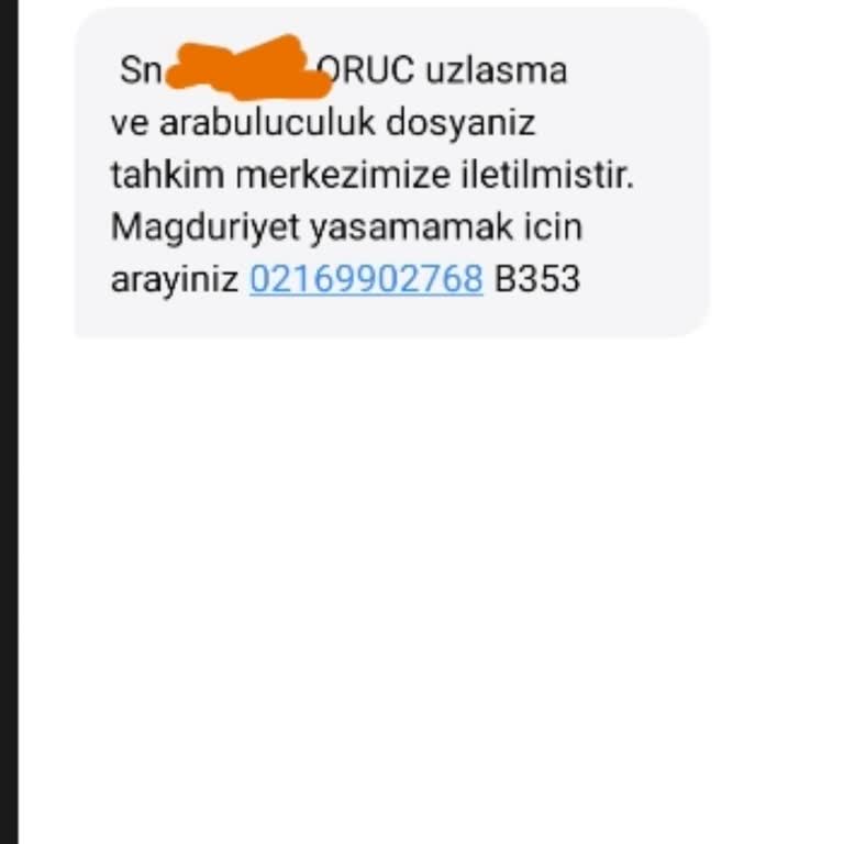 EKP UZLASMA (SMS) Ekip Uzlaşma SMS Şüpheli Durum
