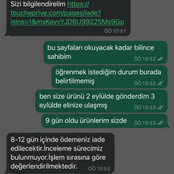 Touché Privé Paramı İade Etmiyor