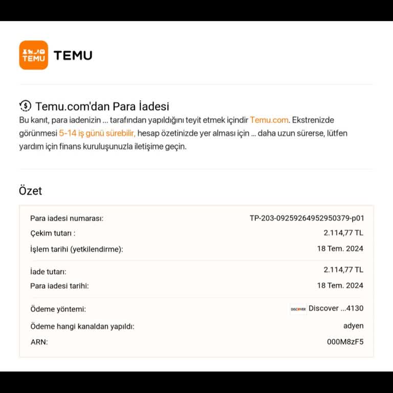 Temu İki Aydır Bekleyen Para İadesi Sorunu
