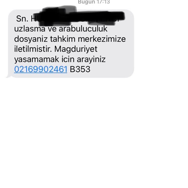 Ekp Uzlaşma (SMS) Sitesinden Dava Mesajı