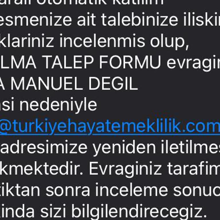 Türkiye Hayat Emeklilik Manuel İmza Değil