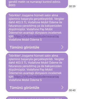 Joygame - Vodafone Pay İstediğim Ve İznim Olmadan Ödeme Gerçekleşti.