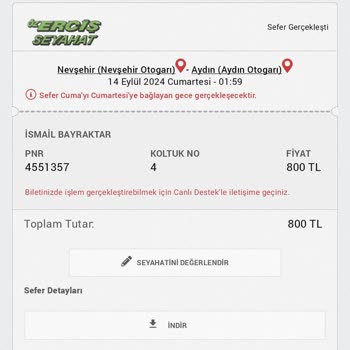 Obilet Bilgilendirme Mesajı Atmadı