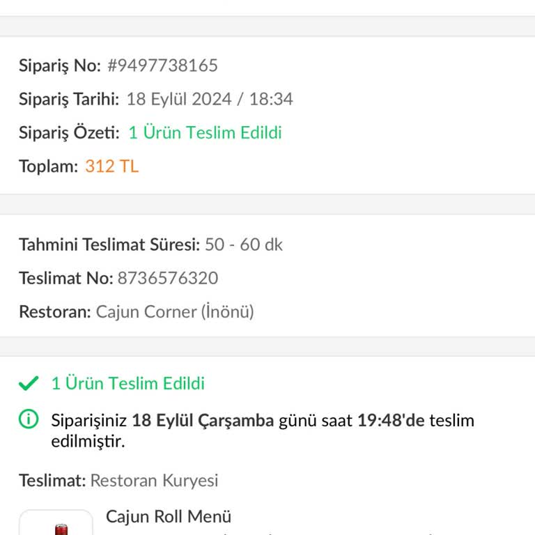 Cajun Corner Teslim Edilmeyen Yemek Siparişi Ve Uzun Bekleme Süresi
