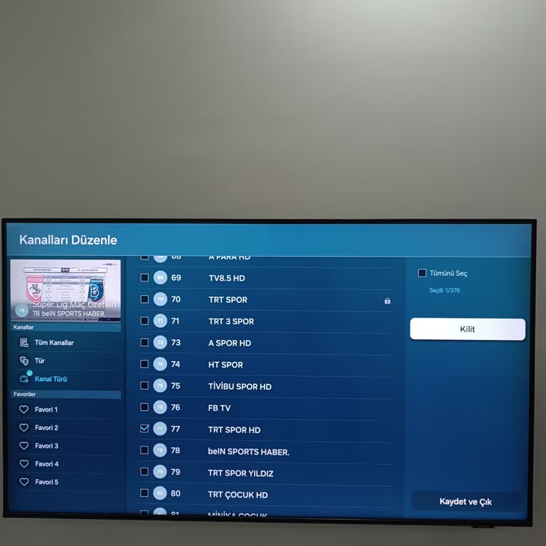 Samsung Televizyon Menü Kanal Düzenleme