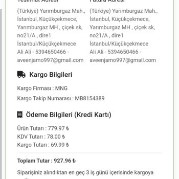 Modamizbir Ve MNG Kargo Ve Kargo Gelmedi