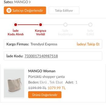 Trendyol İadem Satıcıya Ulaşmadı