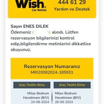 Wish Car Rental Depozitomu Geri Yatırmadı!