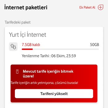 Vodafone Red 50 GB Sınırsız Sosyal Medya Paketi Sorunu