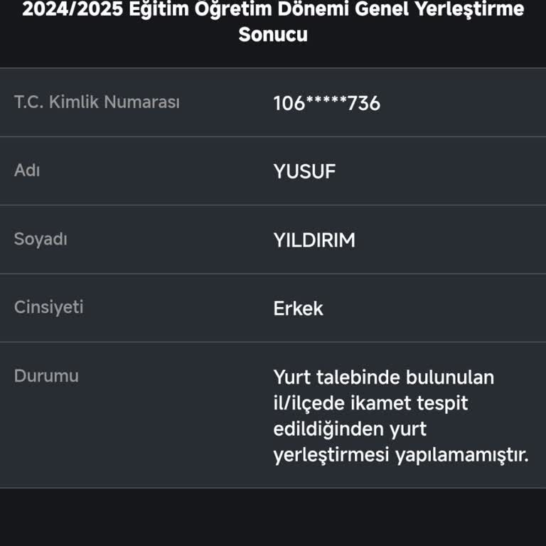 Kredi ve Yurtlar Kurumu Üniversiteden Farklı Yerde İkamet Etmeme Rağmen Yurt Başvurum Red Oldu