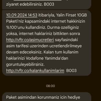 Hediye İnternet Aşım Ücreti Sorunu