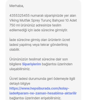 Viking Temizlik Ürün Bana Gelmeden Kendi Kararlarına Göre İade Yapılıyor