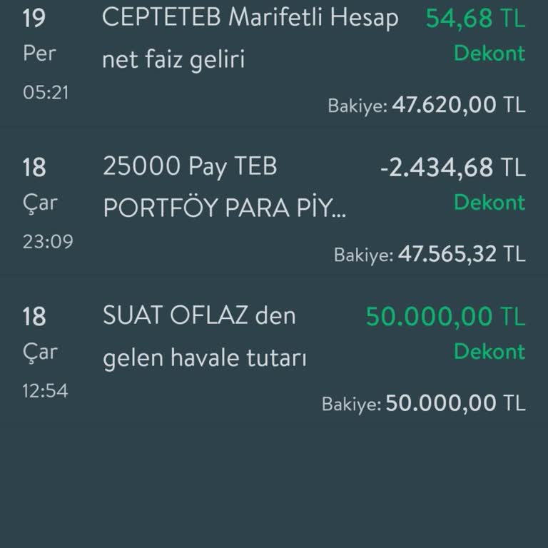 TEB Fon Kesintimin İadesi