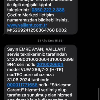 Vaillant Servisi Sorunu Çözemiyor