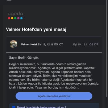 Agoda.com Boş Oda Bulunmadığından Para İade Talebi