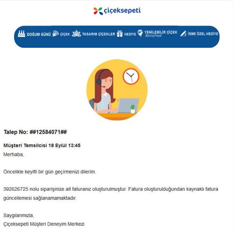 Çiçek Sepeti Yanlış Düzenlediği Faturayı İptal Etmiyor