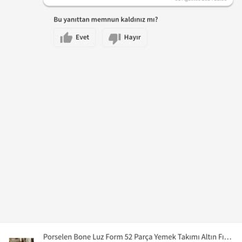 Trendyol'dan Aldığım Yemek Takımında Kırık Parça Sorunu