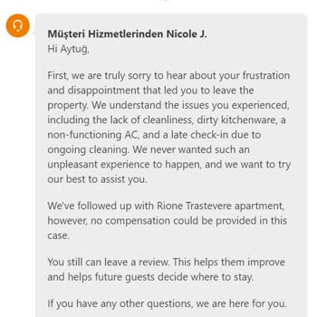 Booking.com Refuses Refund After Dirty and Incomplete Rome Rental