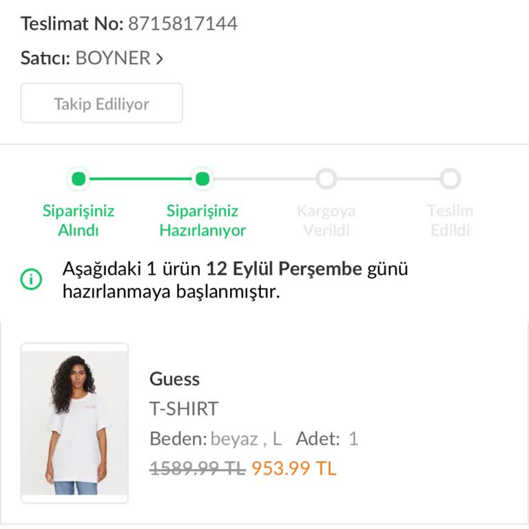 Trendyol Boyner Mağazasına Ait Siparişim 1 Haftadır Hazırlanıyor