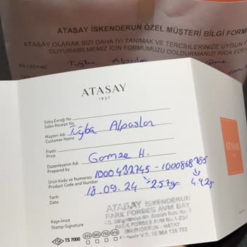 Atasay Kuyumculuk Sipariş İptali Ücret İadesi Yapmıyor