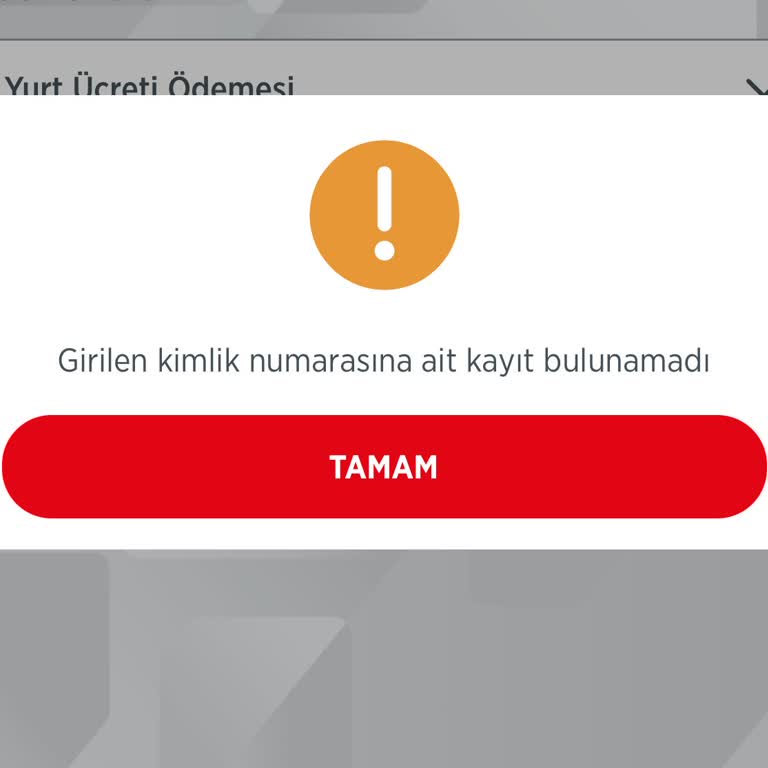 Ziraat Bankası Girilen Kimlik Numarasına Ait Kayıt Bulunamadı