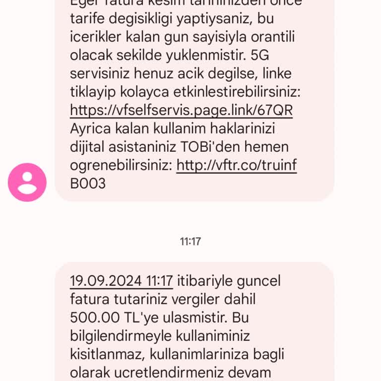 Vodafone Tarife Değişikliği ve Fahiş Fatura Sorunu