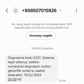 0850 701 58 66 +90850 701 5926 Numaralı Numaradan Kayıt Mesajı İçin Onay Kodu Geldi.