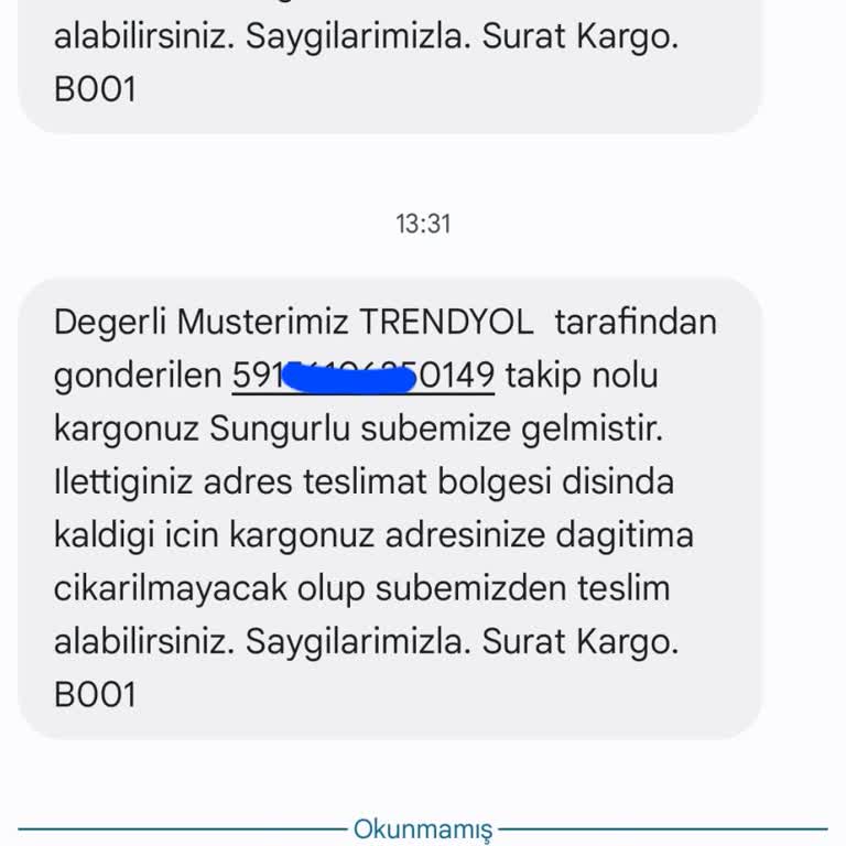 Sürat Kargo Sungurlu Şubesi Umursamazlığı