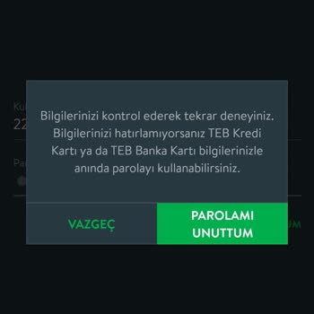 TEB Mobil Bankacılık Giriş Problemi