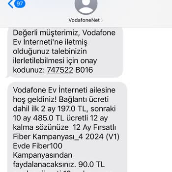 Vodafone Net Kurulum Ücreti Fatura Yansıtması