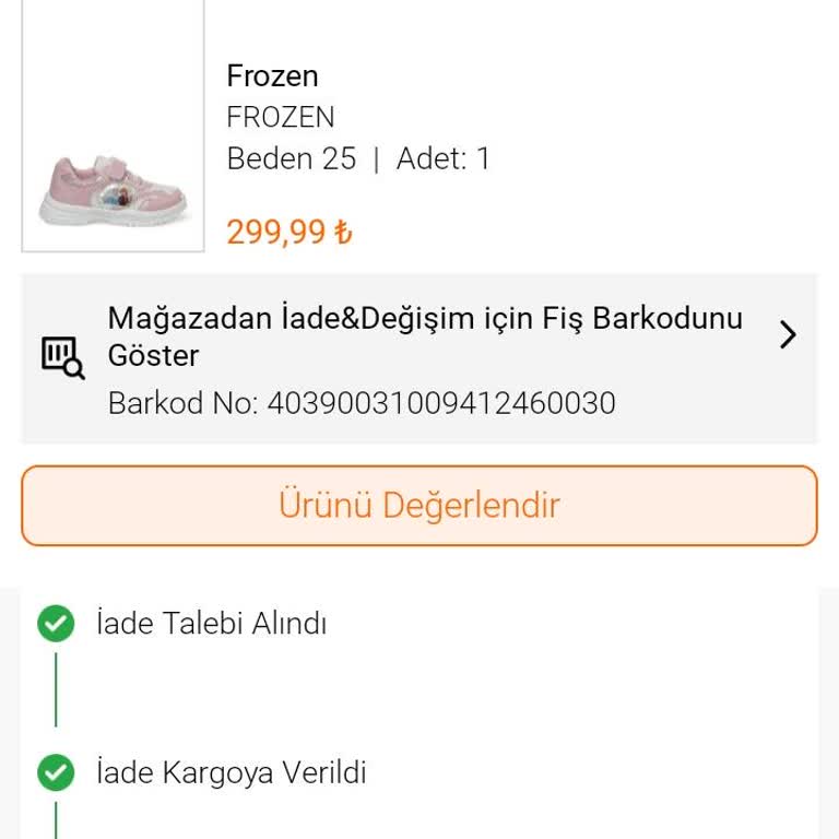 FLO Ayakkabı Kızımın Doğum Günü İçin Alınan Ayakkabının Gönderilmeyip İade Edilmesi
