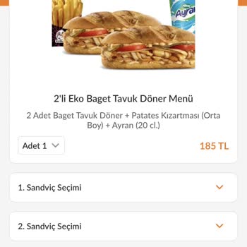 Osmaniye Park 328 AVM'den Sipariş Verdiğim Menülerin Porsiyonları Küçüktü